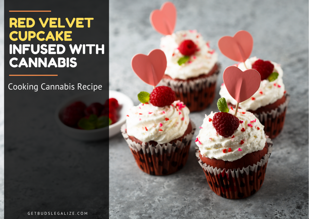 Red velvet cupcake recipe infused with cannabis, baking, cannabis, marijuana, weed, pot, cooking