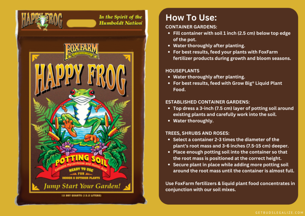 10 Best Recommended Potting Soil for Cannabis Growing, FoxFarm Happy Frog Potting Soil,