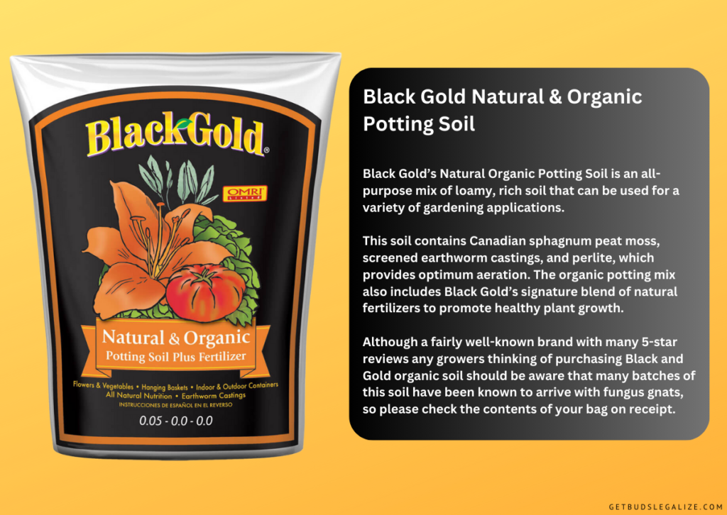 Black Gold Natural & Organic Potting Soil, 10 Best Recommended Potting Soil for Cannabis Growing,