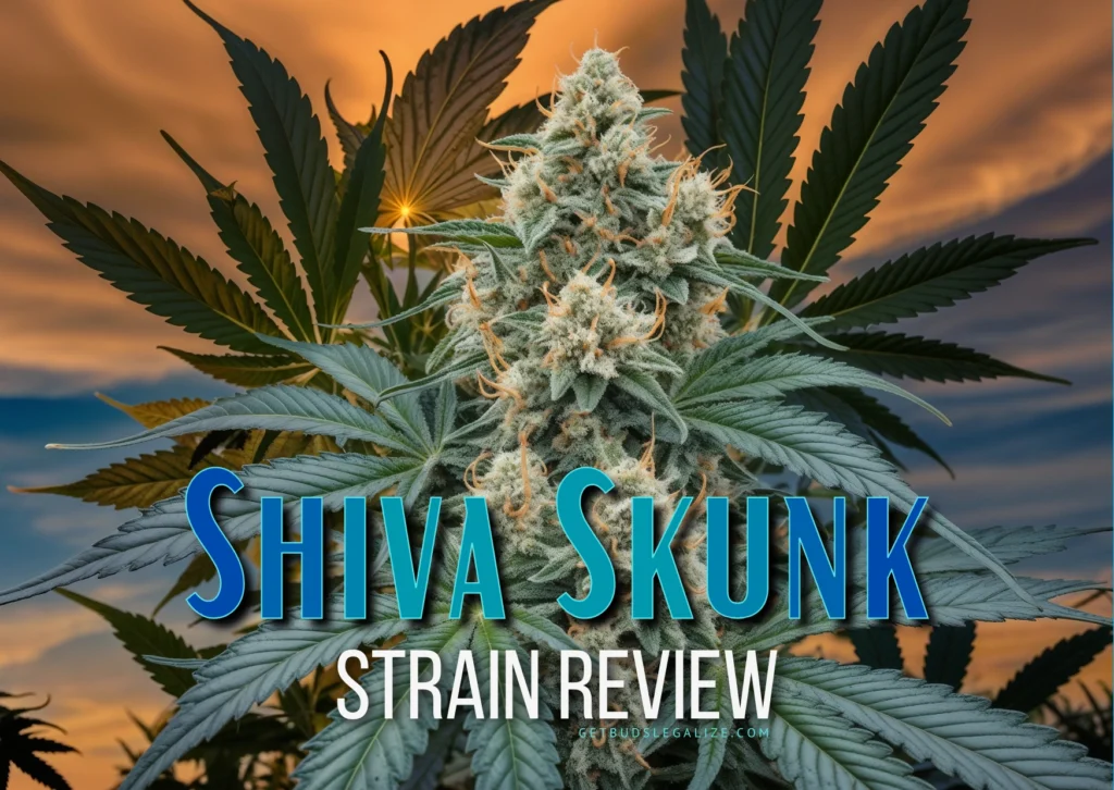 Main image of Shiva Skunk cannabis strain REVIEW, highlighting effects, flavor, and growing tips.