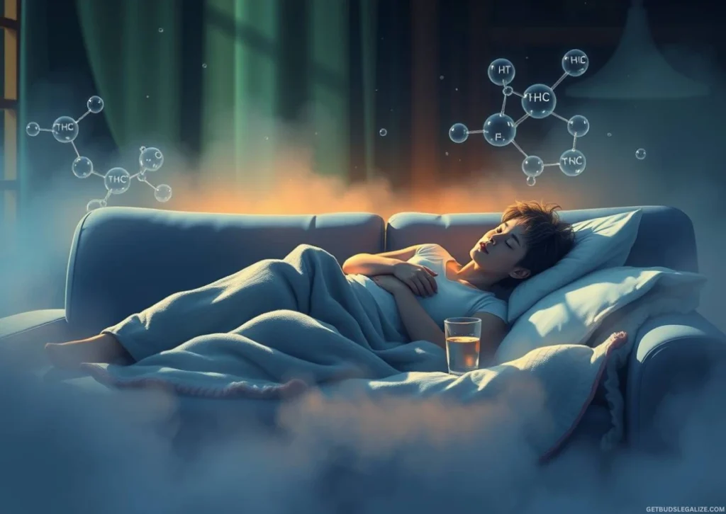 What Are Cannabis Shakes? Causes, Symptoms & How to Stop Them Fast 12 A calm person resting on a couch with a blanket, symbolizing recovery from mild cannabis-induced shakes.