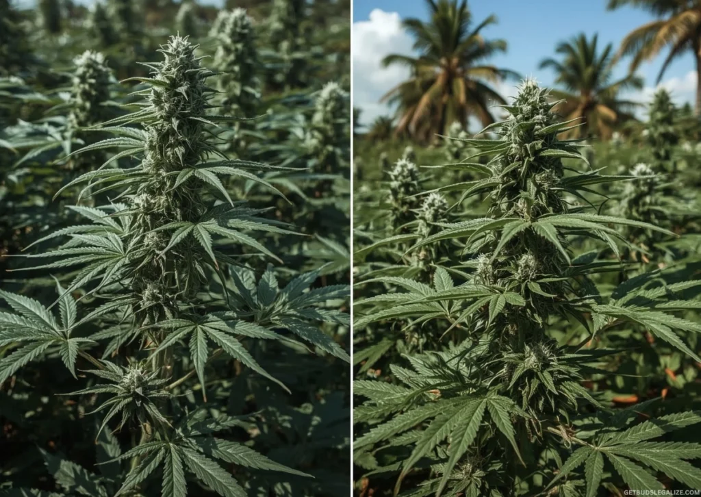 Force Flowering Cannabis Outdoors: A Complete Grower's Guide 18 Side-by-side comparison of fast-flowering photoperiod and autoflowering cannabis plants growing outdoors in different climates