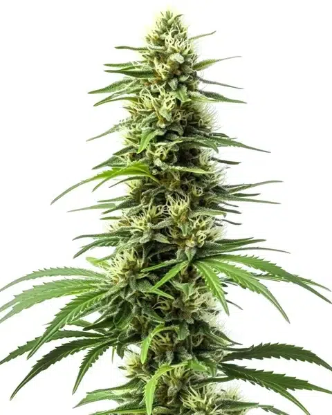 Top 20 Cannabis Strains High in Myrcene for Sleep & Stress Relief 24 Harlequin cannabis plant in bloom with vibrant green foliage, bred by ILGM