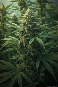 Cannabis Heat Stress Guide: Identify, Prevent, and Fix Overheating in Your Plants 29 Super Silver Haze cannabis plant thriving in a humid tropical environment, showcasing dense resin-coated buds and healthy green leaves
