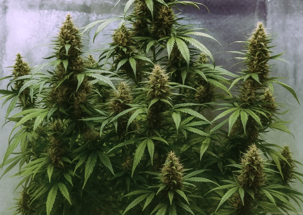 Learn How To Grow Autoflowers Week by Week: Full Grow Guide 30 Autoflower cannabis plant in an air pot at week 9 of indoor growth, showing dense buds and healthy foliage.