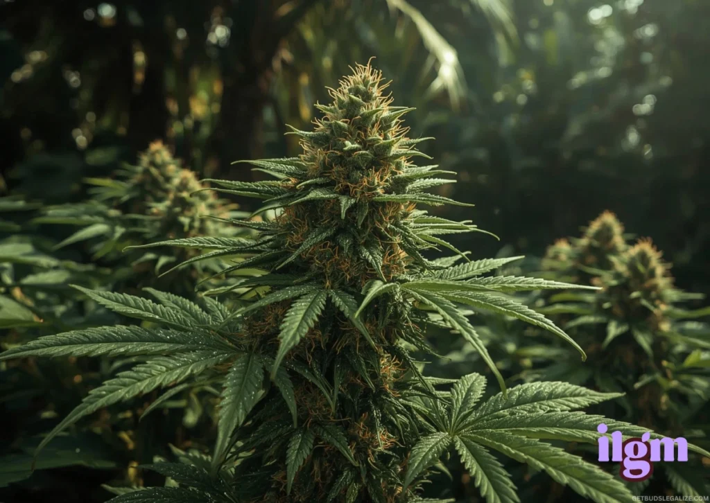 ILoveGrowingMarijuana Review: Honest Insight Before You Buy Seeds 11 ILGM Acapulco Gold cannabis plant growing outdoors with vibrant green leaves and dense buds.